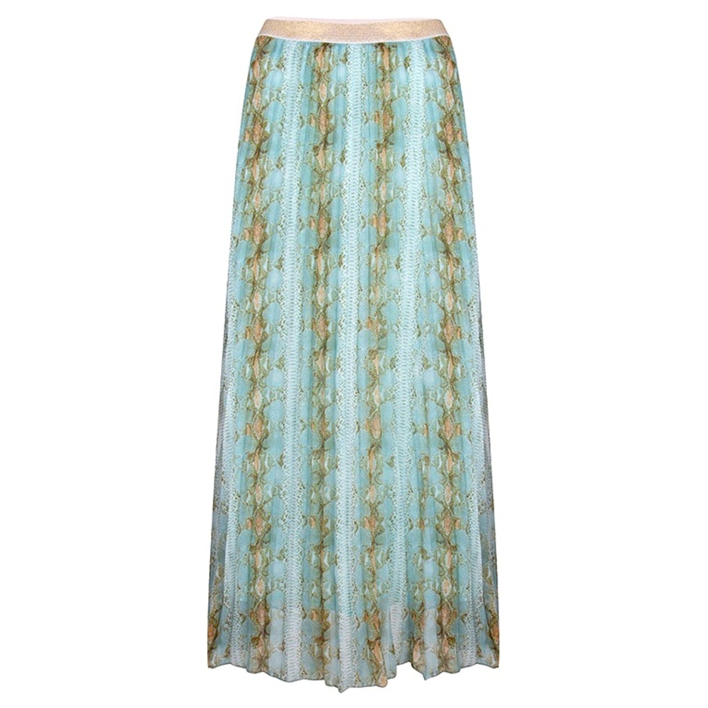 Esqualo | Snakeskin Print Accordion Pleated Maxi Skirt